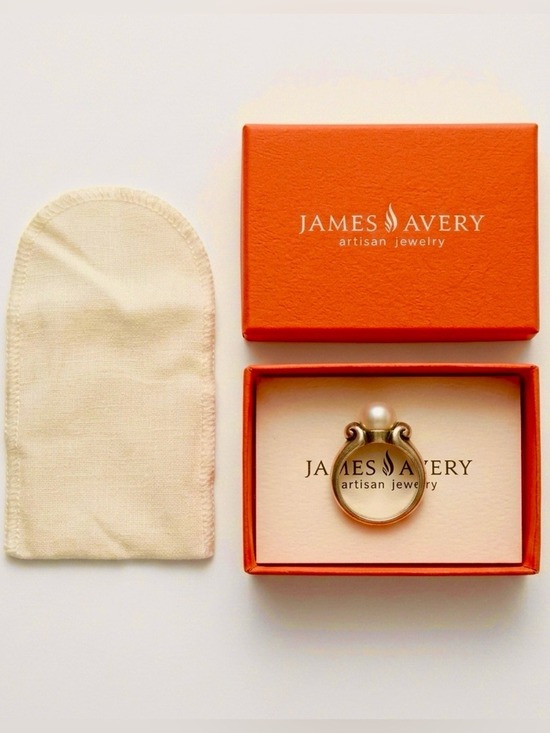 James Avery Jewelry - Vintage RETIRED James Avery 925 Silver Scrolled Pearl Ring Sz6
